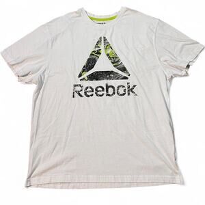 Reebok Delta Logo Graphic T Shirt Mens 2XL White Athletic Performance Tee